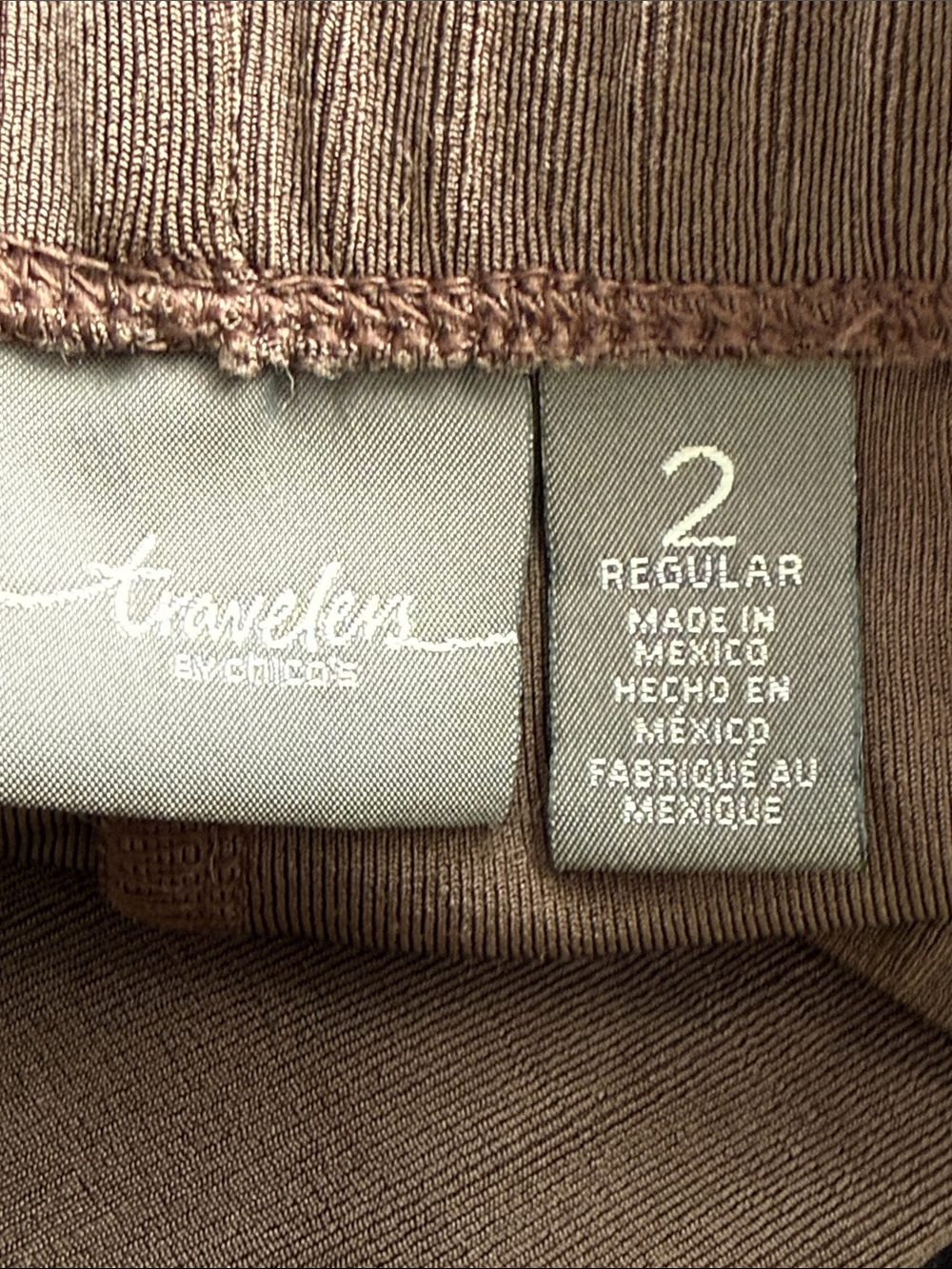 Chico's Travelers Brown Slinky Pull-On Pants Elasticized Waist Sz 2 Office US L - Picture 9 of 15